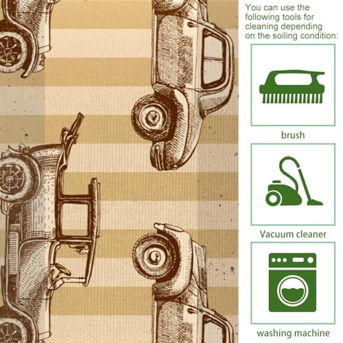Tapete de cocina de 2 piezas absorbente lavable con coches retro 5