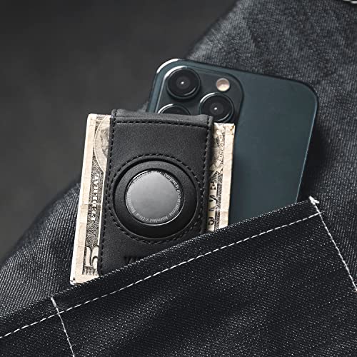 Image of VULKIT Men's Magnetic Money Clip with Airtag Holder - Airtag NOT Included- Holds Up to 15 Cash or 8 Cards, Black, Slim, Minimalist