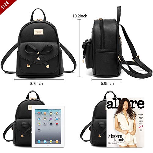 Image of I IHAYNER Girls Bowknot Cute Leather Backpack Mini Backpack Purse for Women