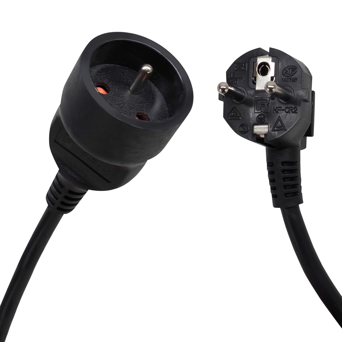 Waytex 51022 Przedłużacz elektryczny długość 10,00 m, kabel 3x1,5 mm2, gniazda 16A Europa 2P+T z zabezpieczeniem dzieci, certyfikat CE NF, czarny