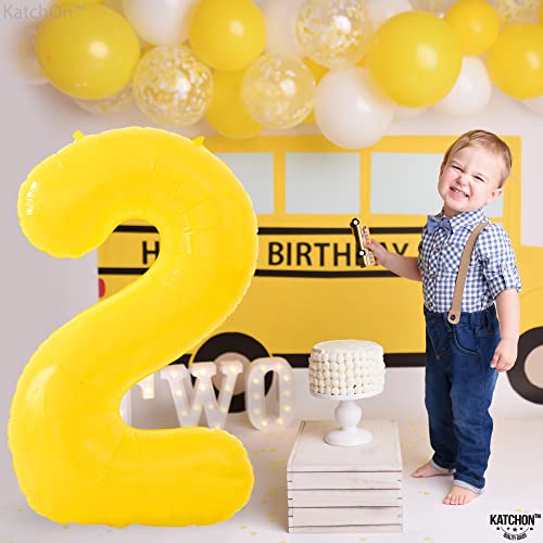 Image of KatchOn Yellow Number 2 Balloon 40 Inch 2nd Birthday Decorations for Boys