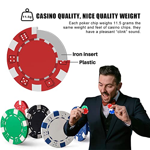 11.5 Gram Bulk Chip Accessories, 10 Pcs Professional Poker Chip, Casino Poker Chips, Clay Composite Casino Poker Chips for Casino Card Games Texas Holdem Blackjack Gambling (Black)