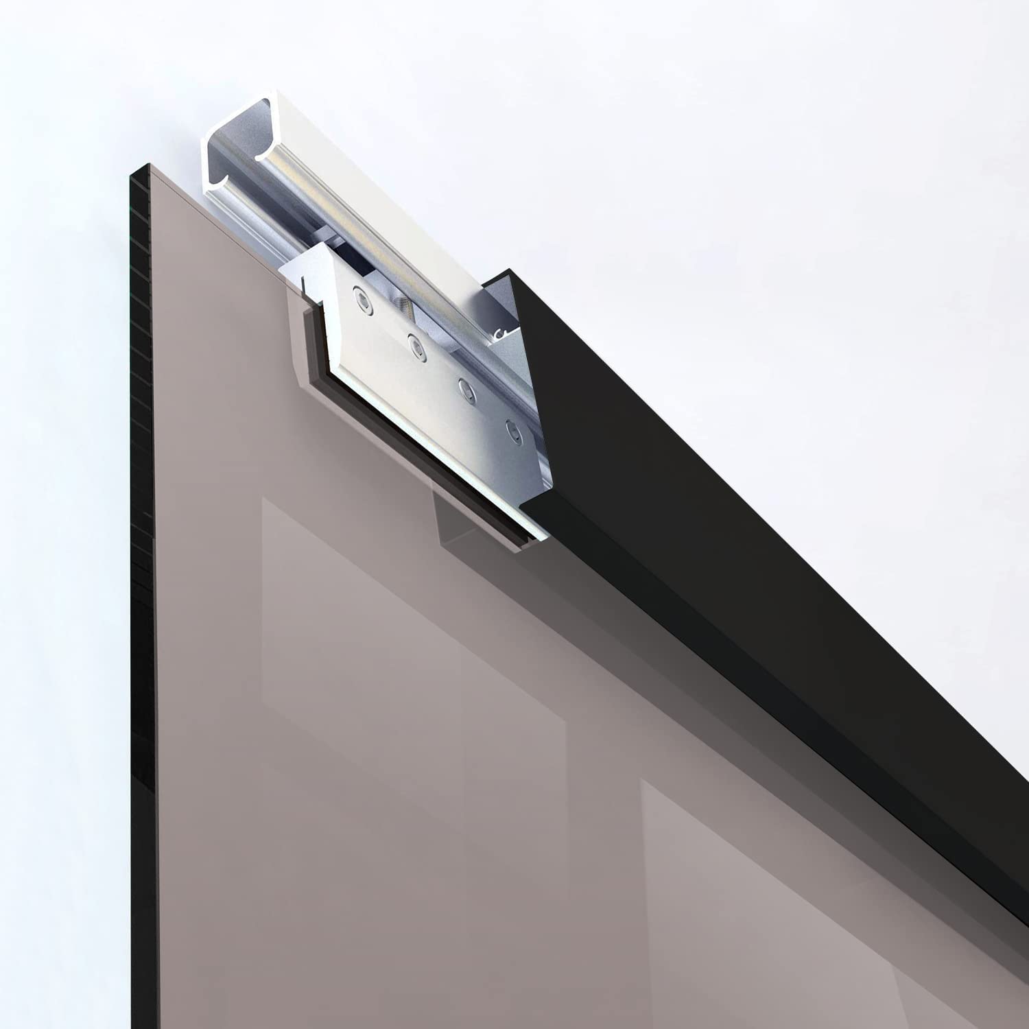 BOSS Black Puerta corredera del vidrio 90x215 cm (60/80/90 cm) Vidrio Bronce de 8 mm, kit completo de herrajes (90x215 cm)