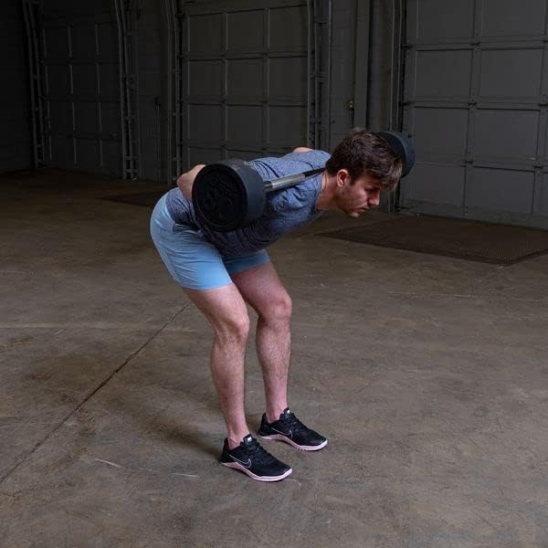 Body-Solid (SBB20) Rubber Coated Fixed Weights Straight Barbell Bar for Weightlifting Exercise Bodybuilding Strength Training, 20lb (Midnight Black)