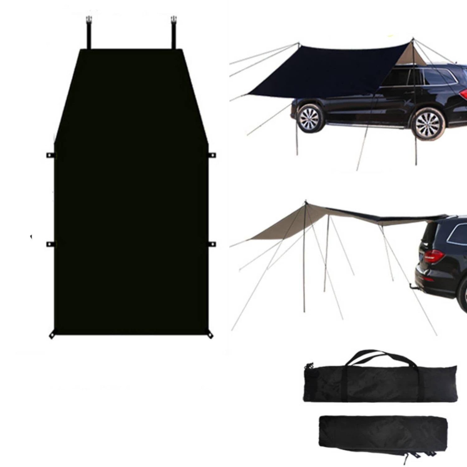 Silver-Coated Camping Awning Rain Protection Car-Side Canopy Awning Rectangular Sun Shade Canopy for Picnic, 300-200cm, Without Accessories-image-11