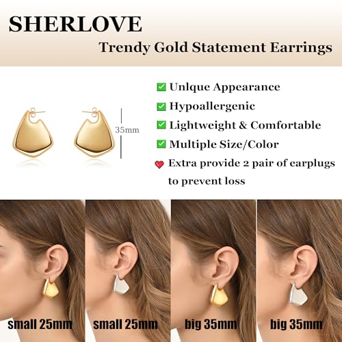 SHERLOVE Trendy Gold Plated Knot Earrings for Women Chunky Statement Drop Dangle Earrings Lightweight Hypoallergenic Fashion Accessories Gold Jewelry Gifts for Womens - Image 7