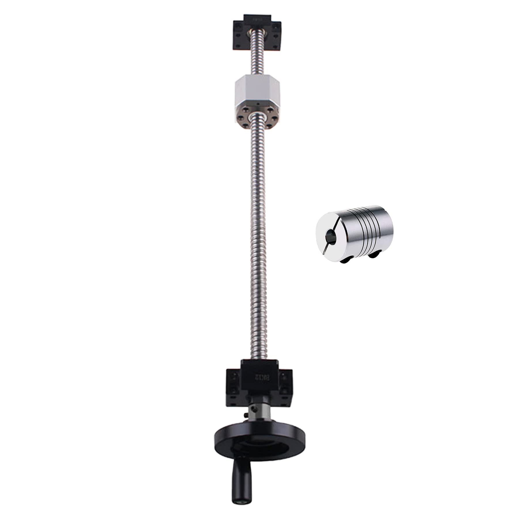 ANWOKIT SFU1605 Ball Screw 900mm BallScrews with a Ballnut + Handwheel nut + BK12/BF12 End Support, and Coupler with end Machining High Precision for CNC Machinery Machine