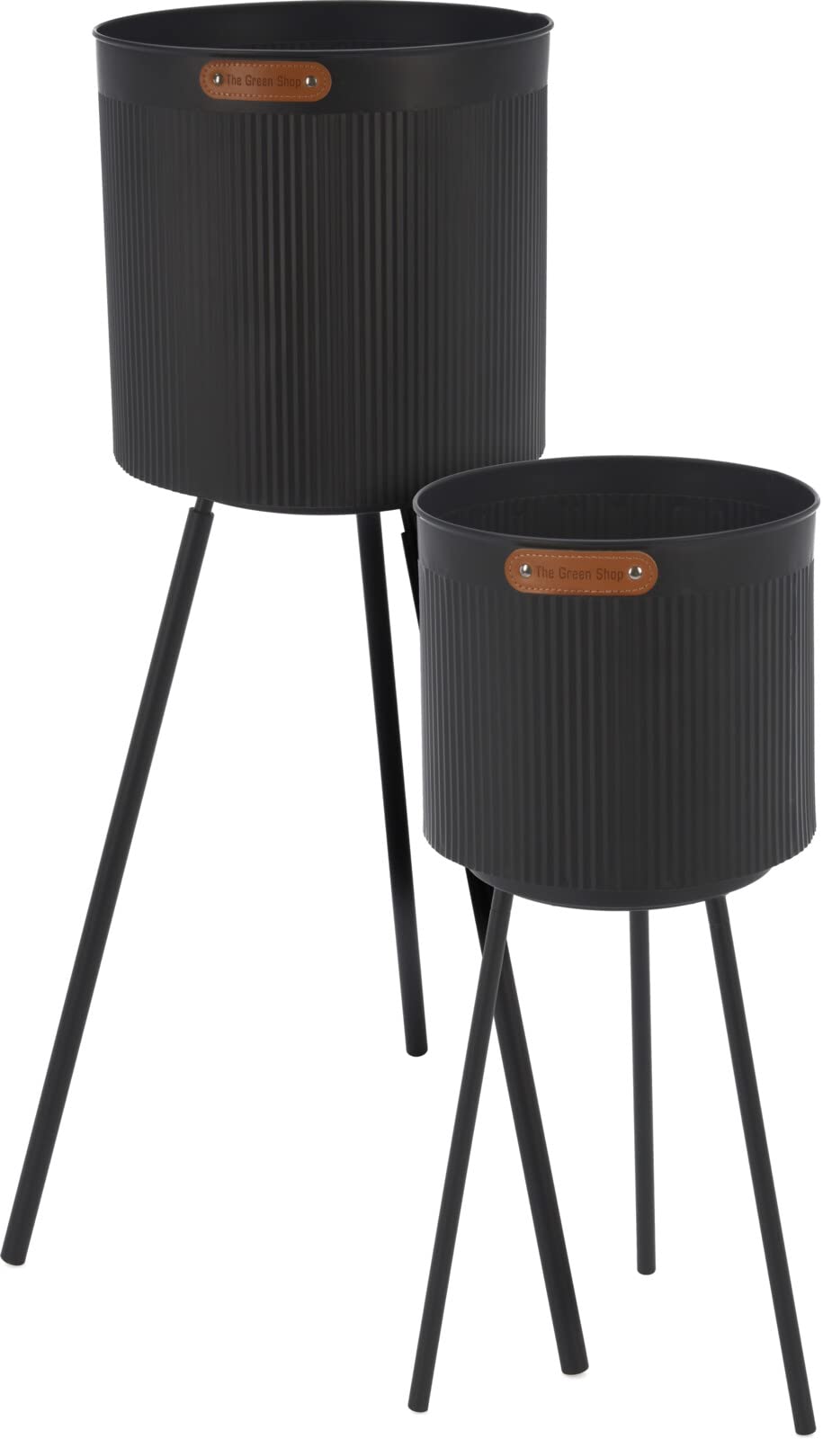 Muddy Hands Set of 2 - Black Metal Plant Pot Stand Indoor Home Outdoor Garden Decorative Flower Planter Holder Shelf Display
