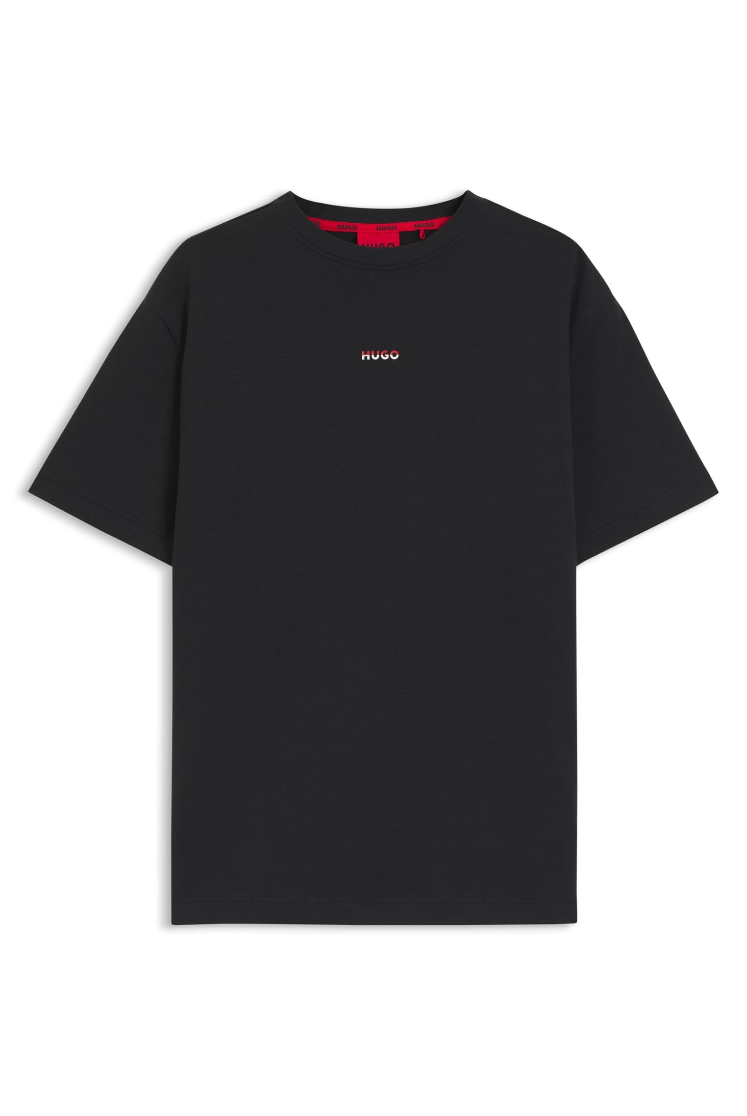 HUGO Mens Split Logo T-Shirt Relaxed-fit Pyjama T-Shirt in Cotton with Logo Print Black