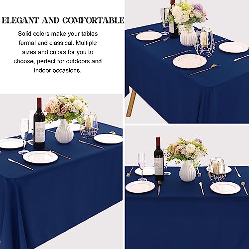 Image of 4 Pack Rectangle Tablecloth for 6 Foot Tables Washable Polyester Table Cover for Wedding Dining Table Parties Banquet(70x120 Navy Blue)