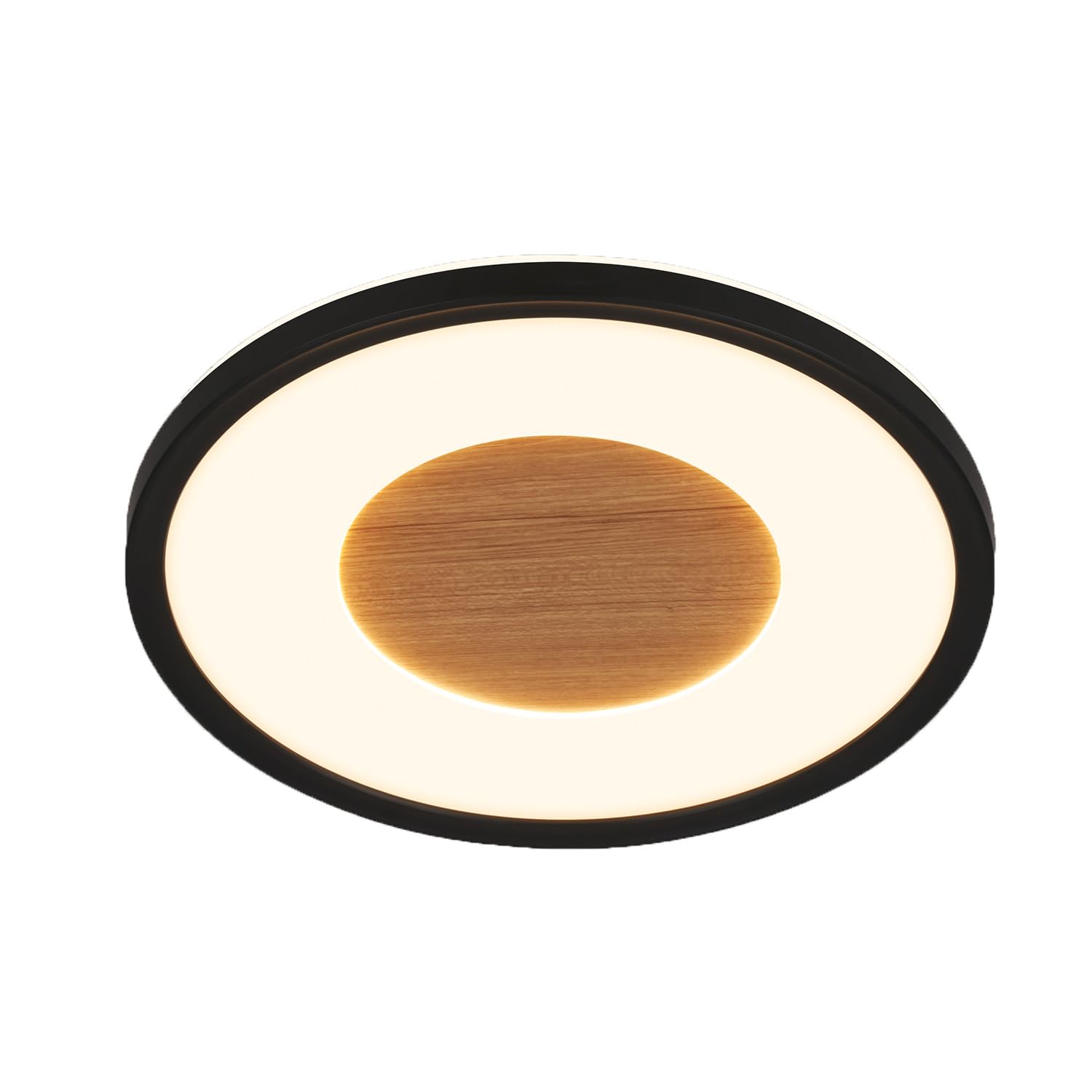BRILONER - LED Ceiling lamp with Wood Decor, indirect Light, 3,000K Warm White, LED lamp, LED Ceiling Light, Living Room lamp, LED Panel, Kitchen lamp, Ceiling Lighting, 29x3 cm, Black