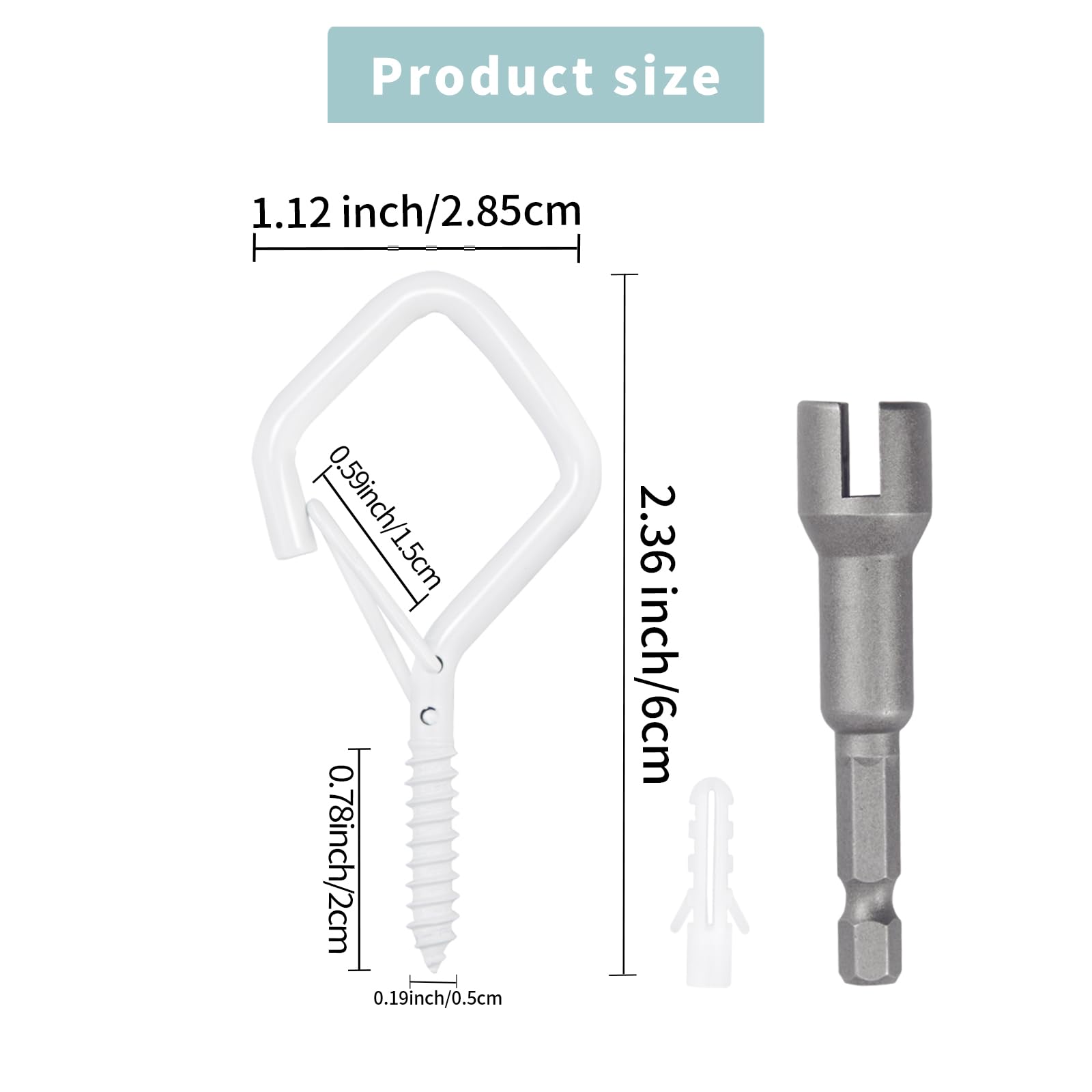100 ganchos de tornillo de ojo blanco para colgar resistentes con hebilla de seguridad. Ganchos de techo de metal para colgar plantas, tazas, campanillas de viento, comederos de pájaros, luces de