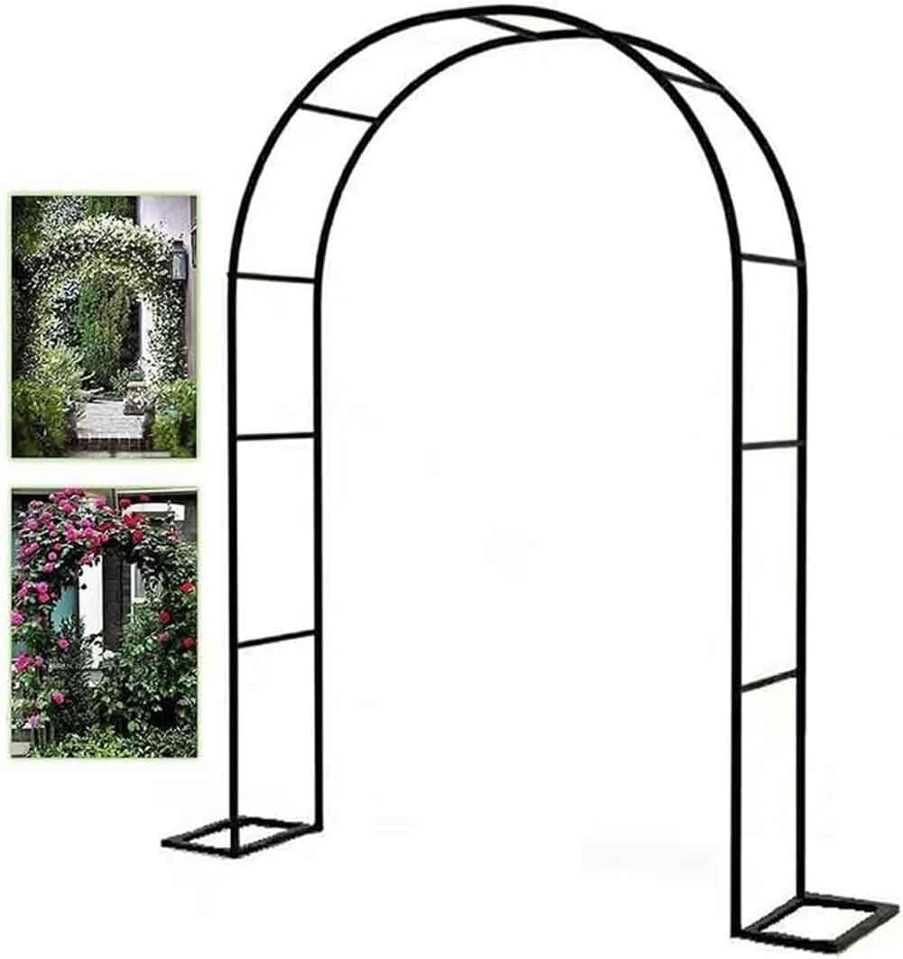 Arche métal pour plante grimpante créant un passage fleuri sur votre terrasse