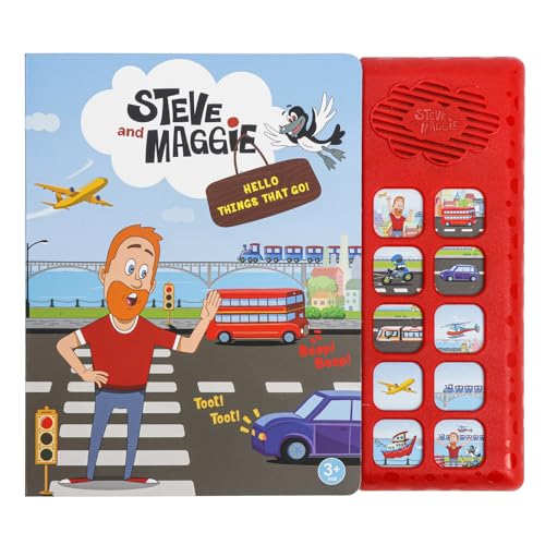 Image of Steve and Maggie Sound Book - 10 Button Interactive Nursery Rhymes Sound Book for Toddlers 1-3, Talking Musical Book, Sing-Along Music Book, Educational Toy Gift for Boys & Girls (Things that Go)