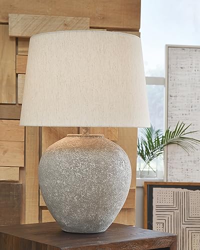 Signature Design by Ashley Dreward Table Lamp, Distressed Faux Stone Look, Textured Metal and Paper Composite Construction, for Living Room Consoles and Bedside Decor, Distressed Gray, 26" Tall - image 2