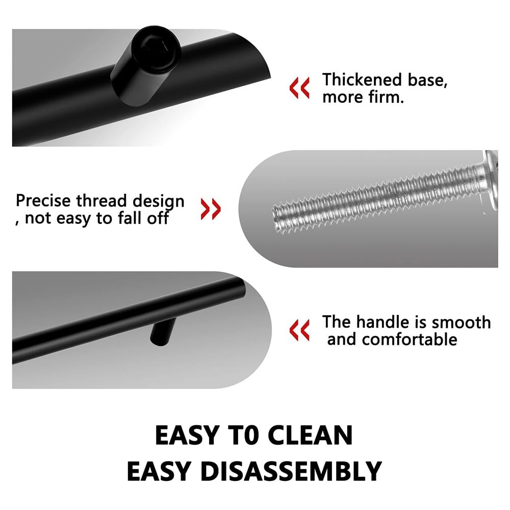 10 Sztuk Uchwyt Do Drzwi Szafki Matowy Czarny Uchwyt Do Drzwi Do Szafy Złoty Uchwyt Szuflady Ze Stopu Aluminium Uchwyt Rozstaw Otworów 96-192mm Uchwyt Meblowy(Black,Single hole)