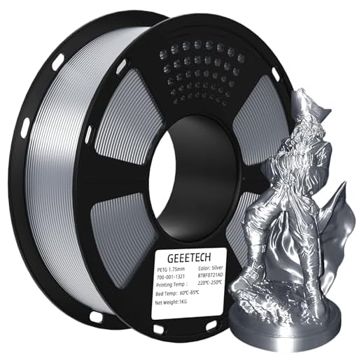 ⚡ Geeetech PETG Filament 1.75mm, 1 KG (2.2lbs) Spool 3D Printer Filament, High-Toughness, ±0.02mm Accuracy, Neatly Wound & Moistureproof, Non-Clogging Non-Stringing, Fits Most FDM Printers, Silver