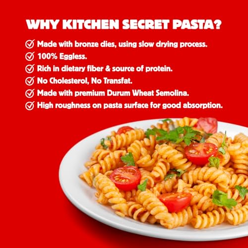 Image of Kitchen Secret Penne Pasta 500gm- 100% Durum Wheat Semolina, Fresh Pasta with High in Protein & Fiber, 100% Eggless, No Maida & No Preservatives, Easy To Cook Tasty Italian Dish Anytime
