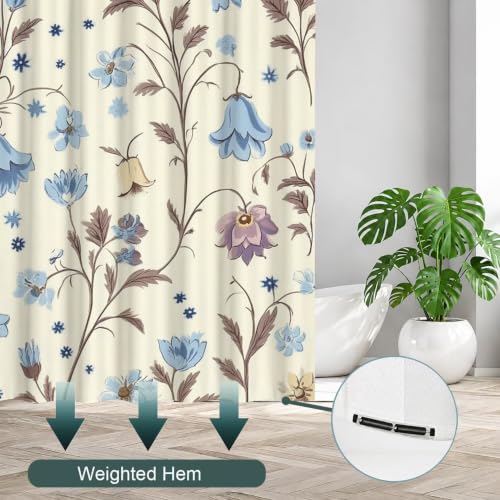 Shower curtain avec 12 crochets rideau douche polyester crème