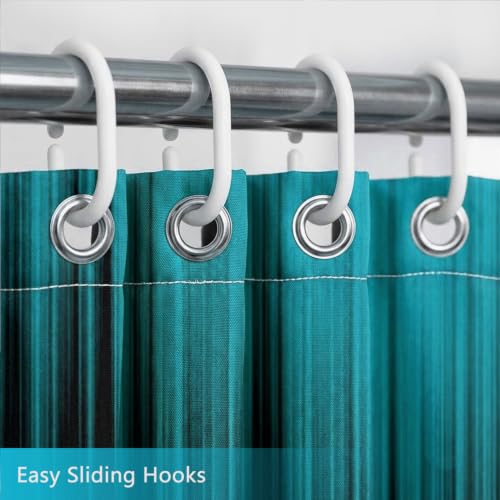 Image of AAtter Teal and Black Shower Curtain, Modern Ombre, 60x72 Inch, 12 Hooks