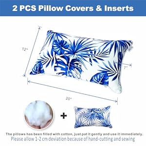 Set of 2 Patio Lumbar Pillows, 12”x20” Fade Resistant Outdoor Waterproof Lumbar Pillow with Inners, Decorative Garden Lumbar Cushions for Home Patio Terrace Sofa Use Set of 2 Patio Lumbar Pillows 12×20 Fade Resistant Outdoor Waterproof Lumbar Pillow with Inners Decorative Garden Lumbar Cushions for Home Patio Terrace Sofa Use