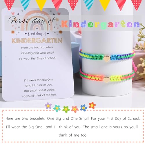 Image of First Day Of Kindergarten Pre K School Mommy And Me Bracelets Gifts, Back To School String Matching Bracelet Set For Mom Daughter Son