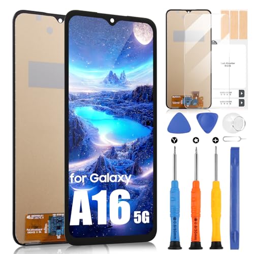 ARSSLY Pantalla LCD para Samsung Galaxy A16 4G / 5G Pantalla para Galaxy A16 SM A166B SM A166P SM A166E Touch Screen Digitizer Full Assembly con Kit de reparación (Negro sin Marco)