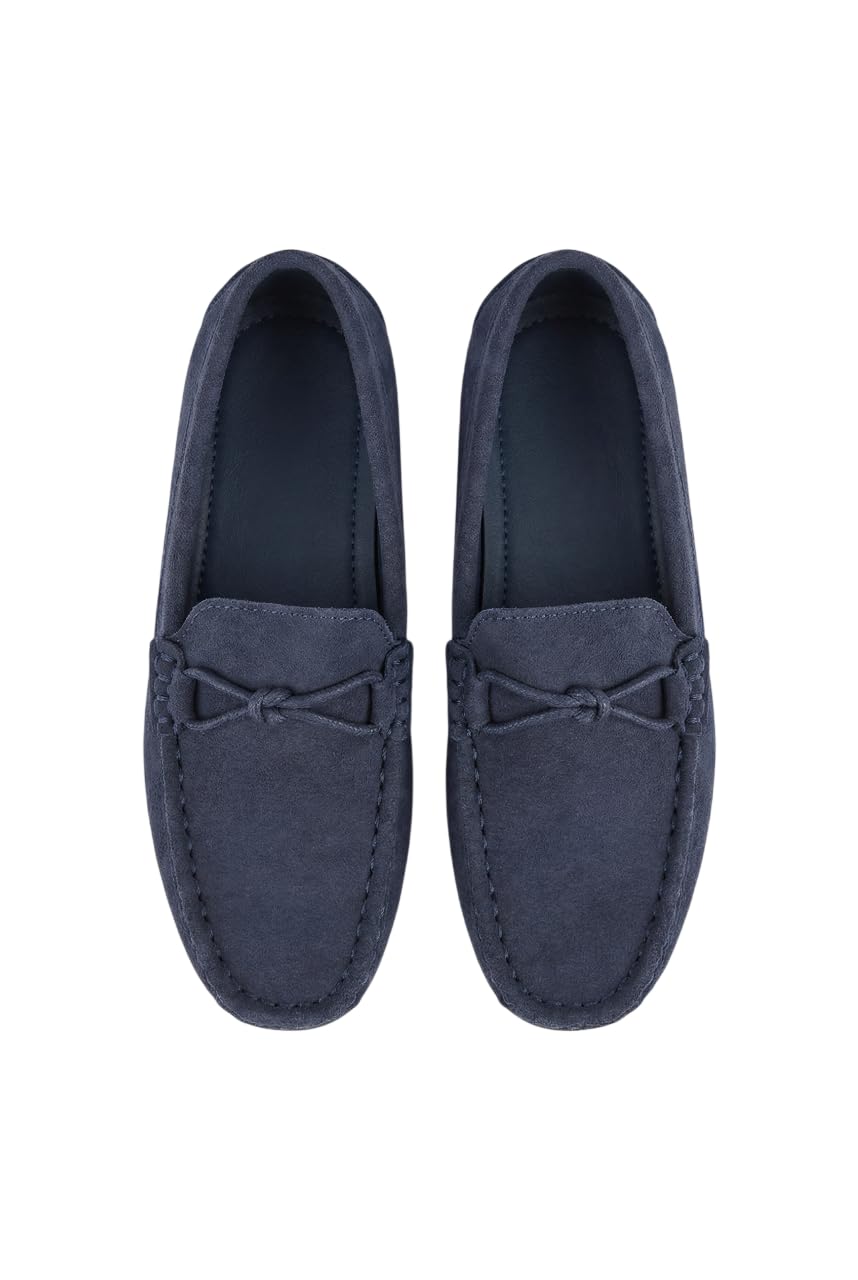 SIRRI Mocassini da ragazzo in finta pelle scamosciata blu navy slip on scarpe eleganti casual calzature