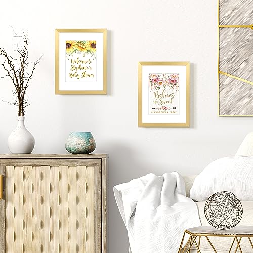 Image of upsimples 8.5 By 11 Picture Frame, Display Pictures 6x8 with Mat or 8.5 x 11 Without, Wall Hanging Photo Frames, Gold, 1 Pack