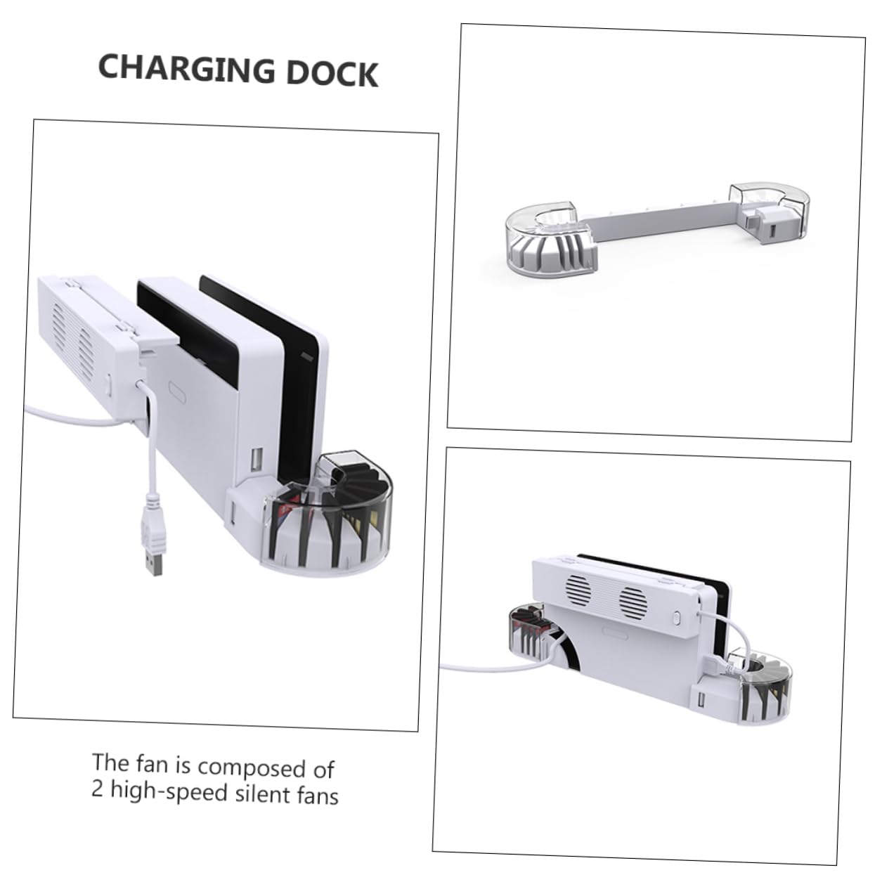 1set Dock Di Ricarica Con Ventola Di Raffreddamento Per Switch Oled Stazione Di Carica Per Controller Joy- Supporto Per Schede Di Gioco e Copertura Trasparente Design Shaped