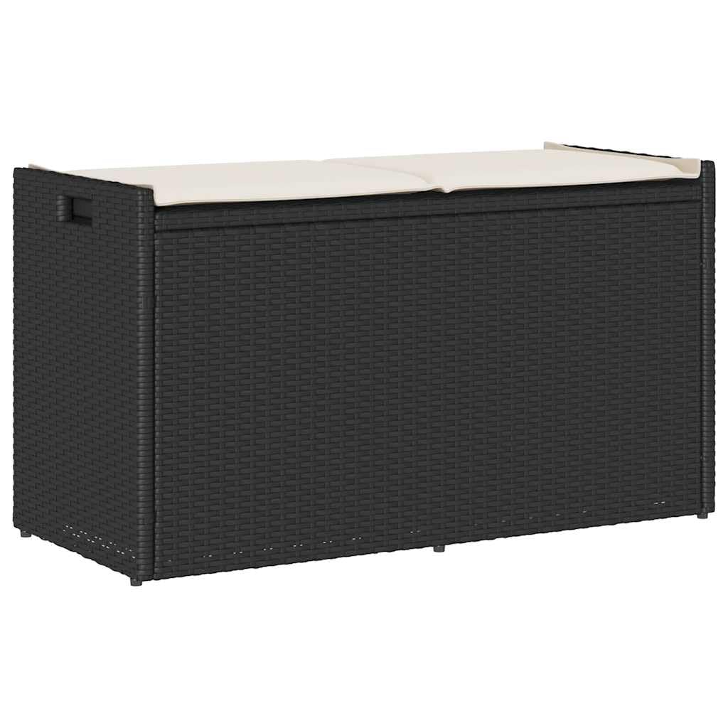 vidaXL Cassapanca da Esterno con Cuscino Nera 100 cm in Polyrattan, panca da giardino, panca da esterno, panca esterna con contenitore