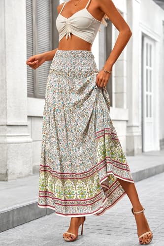 Image of CFLONGE Summer Maxi Skirts for Women 2026 Trendy Floral A Line Boho Skirt