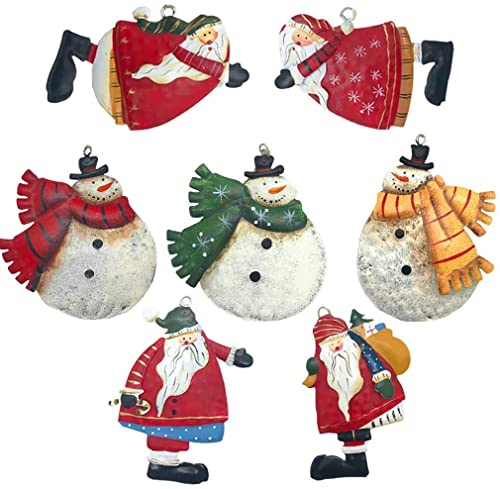 Weihnachtsbaum Anhänger Weihnachtsanhänger Dekoration Vintage Eisen Mollige Schneemann Weihnachtsmann Figuren Weihnachten Hängede Deko 7 Stück( Cover