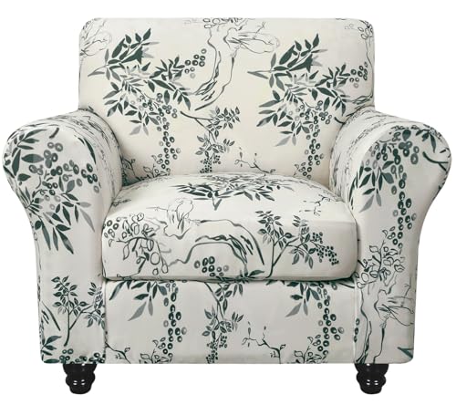 Image of SearchI Sofa Cover Couch Covers, 2 Pieces Armchair Slipcover with 1 Separate Cushion Cover Stretch Soft Furniture Protector for Living Room Couch Cover for Pets Kids(Armchair, Foliage)