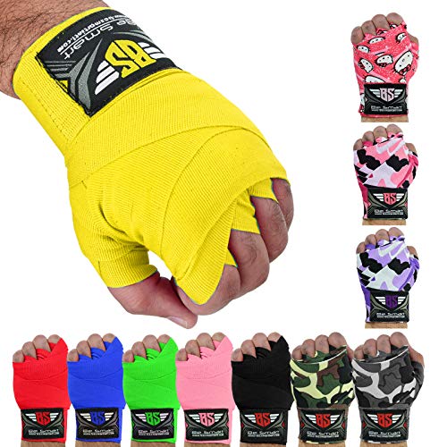Boxing Hand Wraps 180" Wrist Bandages Fist Inner Gloves Mma,Ufc, Muay Thai Pair (Yellow, 2.5 Meter) #TOP22