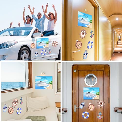 Image of Kanayu 6 Pcs Sea Cruise Door Decorations Magnetic Large Ship Decorations Magnets Anchor Cruise Decor Car Fridge Magnet Decal for Carnival Stateroom Door