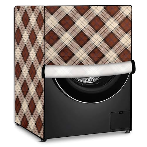 Image of Stylista Washing Machine Cover Compatible for Bosch 8 kg Front Load WAT24463IN Checkered Pattern Beige