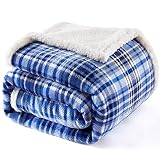 Touchat Manta Sherpa a cuadros (60 x 70 pulgadas, cama y sofá