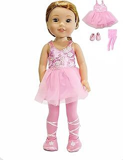Pink Ballerina 4 pc Set for 14-Inch Dolls | Premium Quality & Trendy Design | Dolls Clothes