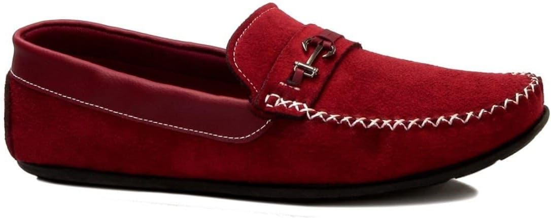 Mocassim Masculino em Camurça, Marrom, Costura 360°, Sola Antiderrapante, Forro Vermelho