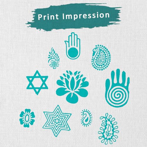 Image of Wooden Stamp Block, Printing Stamp Design Set | Block for Printing Saree Border | Dresses, Craft Card Making, Scrapbook, Clay Pottery | Set of 10