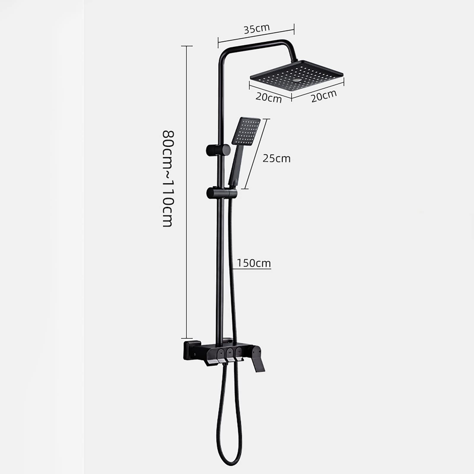 Sistema de Ducha de Lluvia de Alta presión de 8 Pulgadas, Cabezal de Ducha Cuadrado, grifos de Ducha de Pared con Ducha de Mano, Accesorios de Ducha con caño de bañera, Gris.