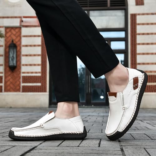 QINGCOMFACAI Mens Casual Loafers Comfortable Slip on Soft Leather Shoes Business Office Walking Driving Shoes2