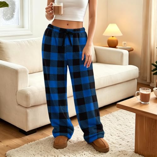 Women's Pajama Pants Wide Leg Relaxed Checkered Flannel Baggy Work Pant - image 3