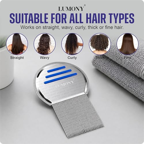 Image of LUMONY Lice Comb For Women And Kids Stainless Steel Lice Terminator Fine Egg Nit Lice Egg Removal Comb For Women and Men