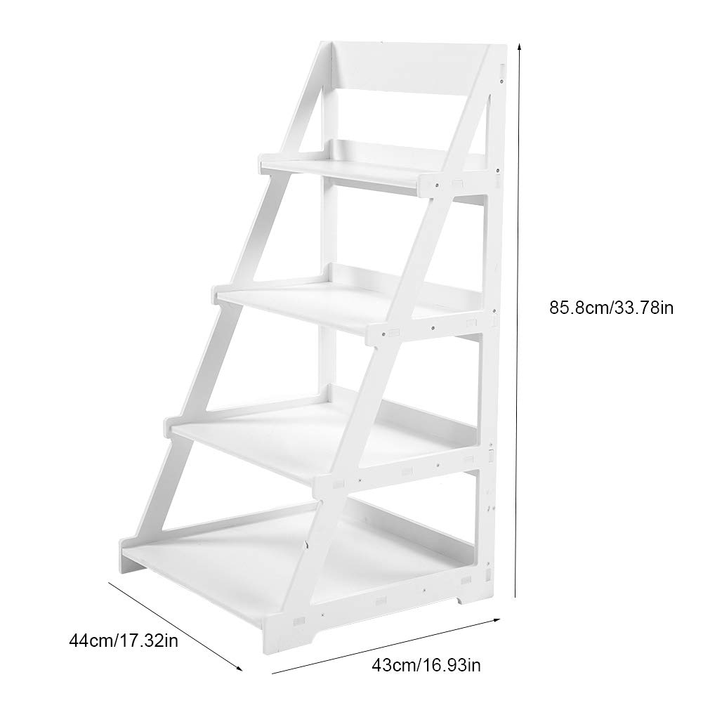 Zerone Four Tier Ladder Shelf, White Ladder Shelving Unit 4 Tier