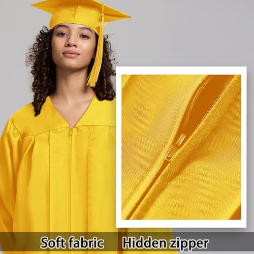 Image of 2026 Graduation Cap and Gown Matte Unisex for High School Bachelor | Heavyweight Matte Polyester, Zipper Closure, Adjustable Cap with 2026 Tassel, Sizes 39-60, Bulk Orders Available