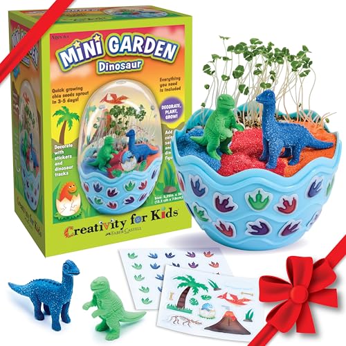 Creativity for Kids Mini Garden Dinosaur: Terrarium Kit for Kids - Dinosaur Crafts for Boys, Dinosaur Toy and Science Kit for Kids, Holiday Stocking Stuffers (Ages 6+)