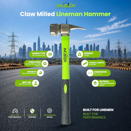 MADI Claw Milled Lineman Hammer