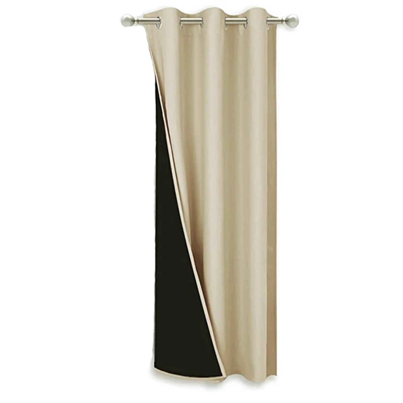 EnxJire Blackout Curtains Blackout Curtains Thermal Insulated for Bedroom with Black Liner Full Room Darkening Noise Reducing Grommet Curtain(Beige-1Panel,132x213cm(52x84inch))